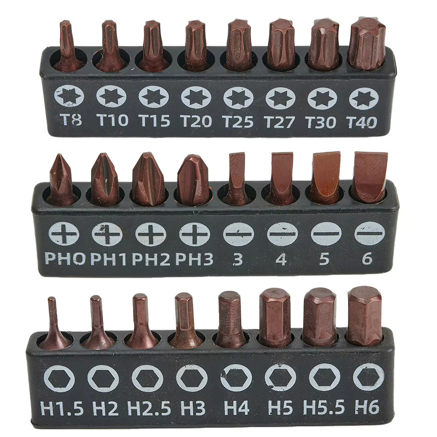 VIBRATITE 8er Set Schraubendreher-Bits mit Kreuz, Torx und Stern sowie Sicherheits-Bits, 25 mm Länge, 1/4 Zoll Sechskantschaft, magnetisch - Bild 2