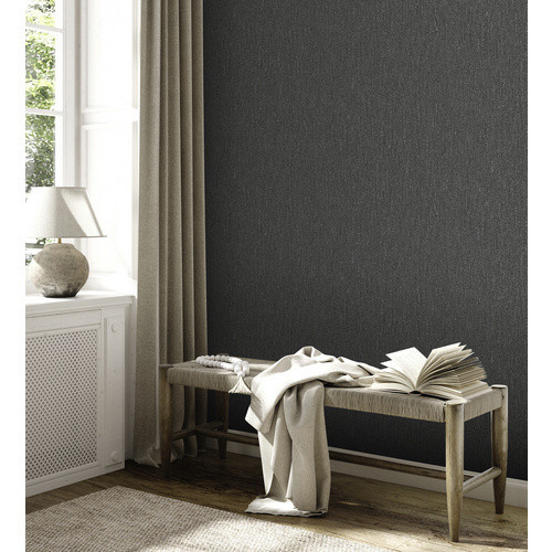 A.S. Création Vliestapete Uni Schwarz Grau B/L: 53 x 1005 cm - Bild 6