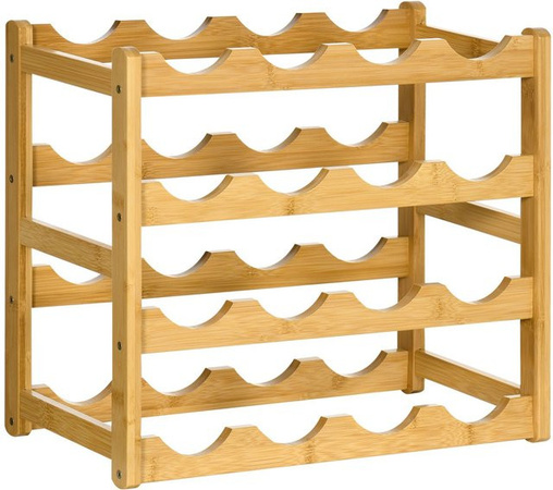 HOMCOM Weinregal aus Bambus Naturholz für 16 Flaschen, B/T/H: 43 x 23,5 x 38 cm