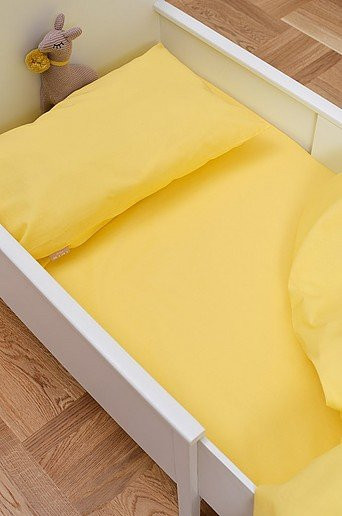Jotex ZACK MINI Organisches Spannbettlaken für die Krippe aus Baumwolle, Gelb, 60 x 120 cm - Bild 1