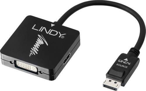 Lindy 41028 Konverter DisplayPort auf HDMI, VGA und DVI Schwarz - Bild 1