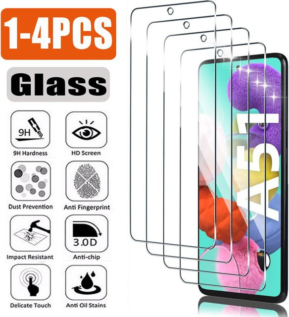 Samsung Displayschutzfolie aus gehärtetem Glas, transparent, für Galaxy A54 A34 A24 A14 A04 A13 A23 A43 A53 A02 A12 A22 A32 - Bild 1
