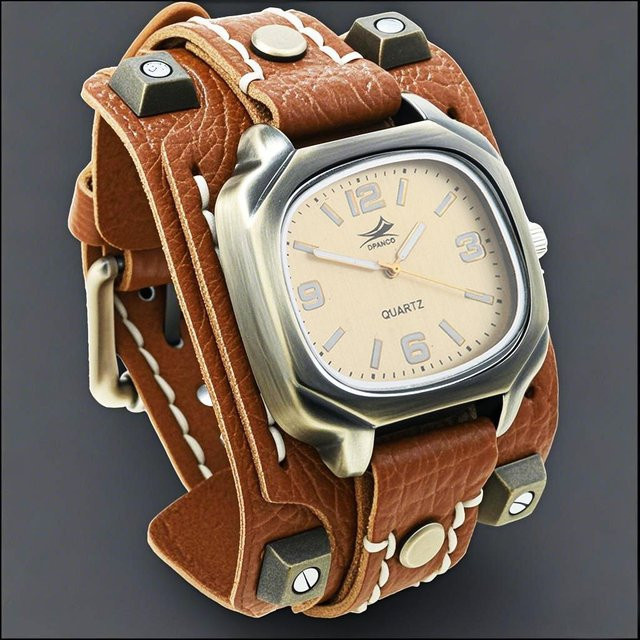YIRAN Armbanduhr Quarz, Leder, Messing, Herren, Vintage - Bild 1