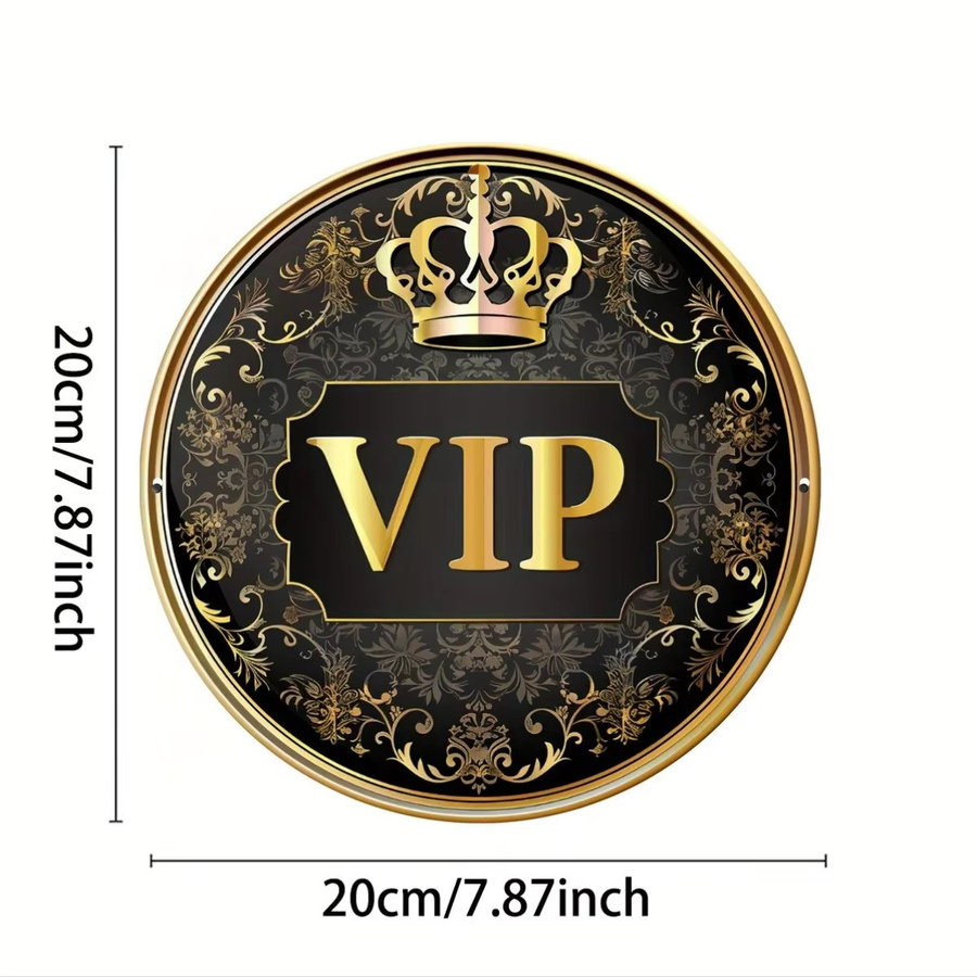 Vintage VIP Crown Metallschild von Potdemiel in Gold mit geometrischem Design zur Dekoration von Home-Office und Garten - Bild 3
