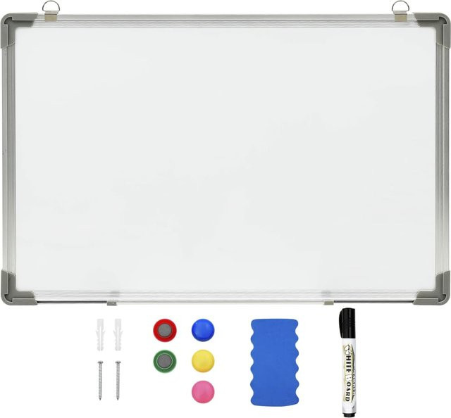 Magnetisches Whiteboard von VD Home Furnishing in Weiß aus Stahl und Aluminium, Breite: 60 cm, Höhe: 40 cm - Bild 1