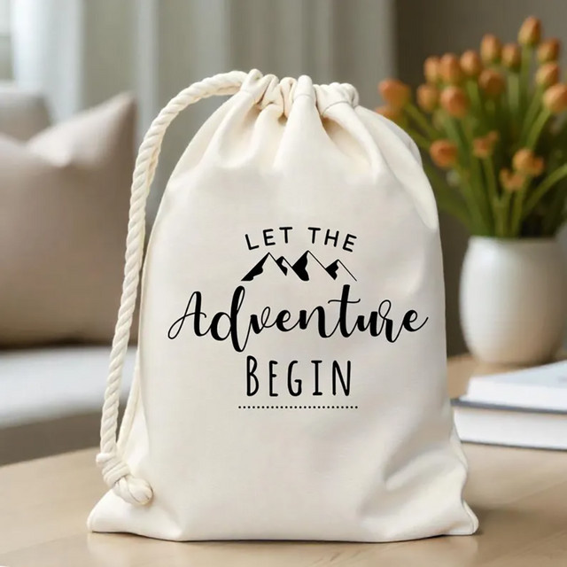 5 Stück Let The Adventure Begin Partygeschenktüten in Weiß für Camping, Hochzeit und Geburtstag - Bild 1