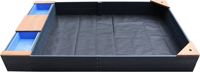 AXI Sandkasten Kelly aus Hemlock-Holz mit Becken und Bank, Anthrazit und Braun, B/T/H: 115 x 180 x 21,8 cm - Bild 3
