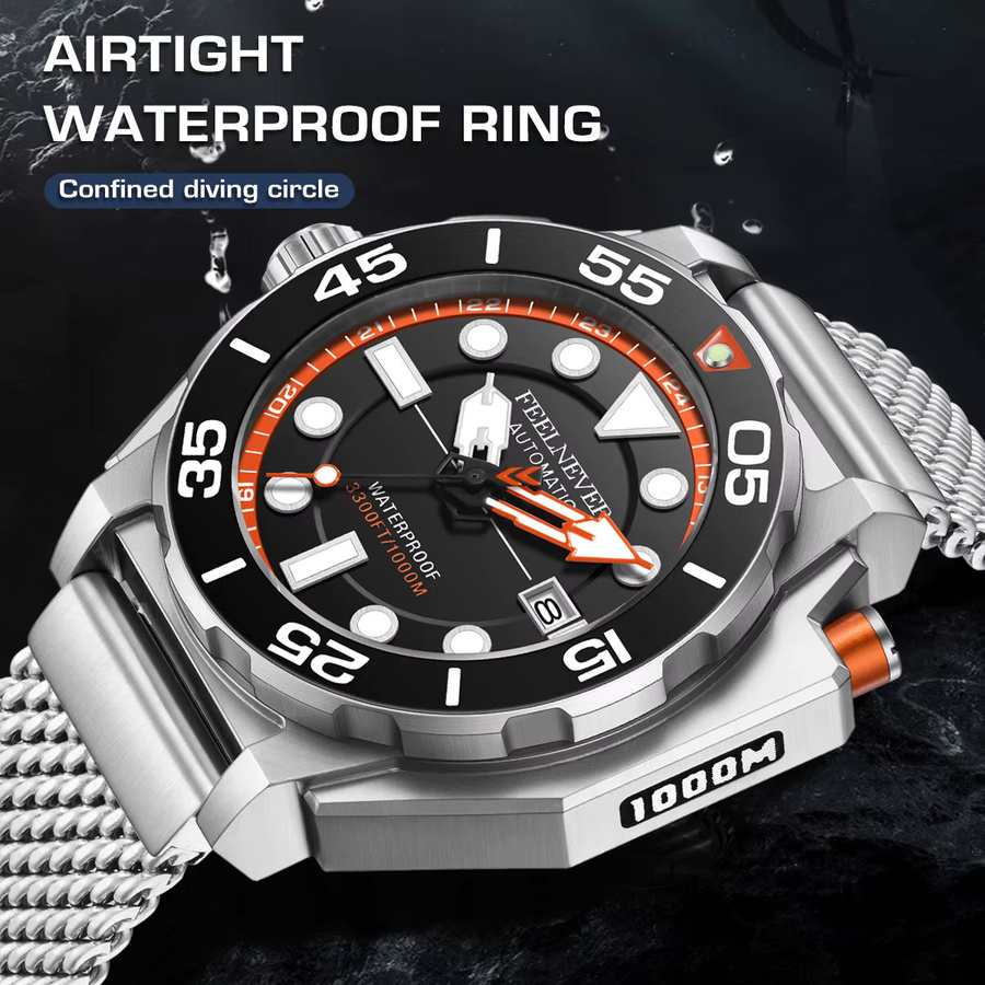FEELNEVER Armbanduhr, Automatik, Edelstahl, Saphirglas, Herren, Schwarz - Bild 2