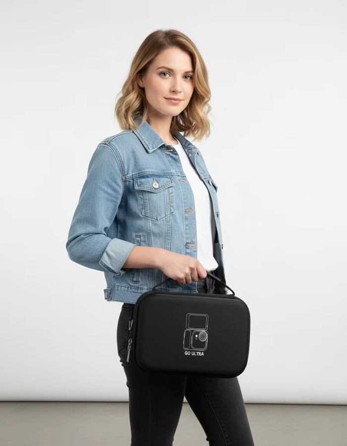 Ykoree Reise-Tragetasche für Insta360 GO Ultra, harte Schutzaufbewahrungstasche und Schultertasche für Action-Kamera-Zubehör, Schwarz - Bild 4