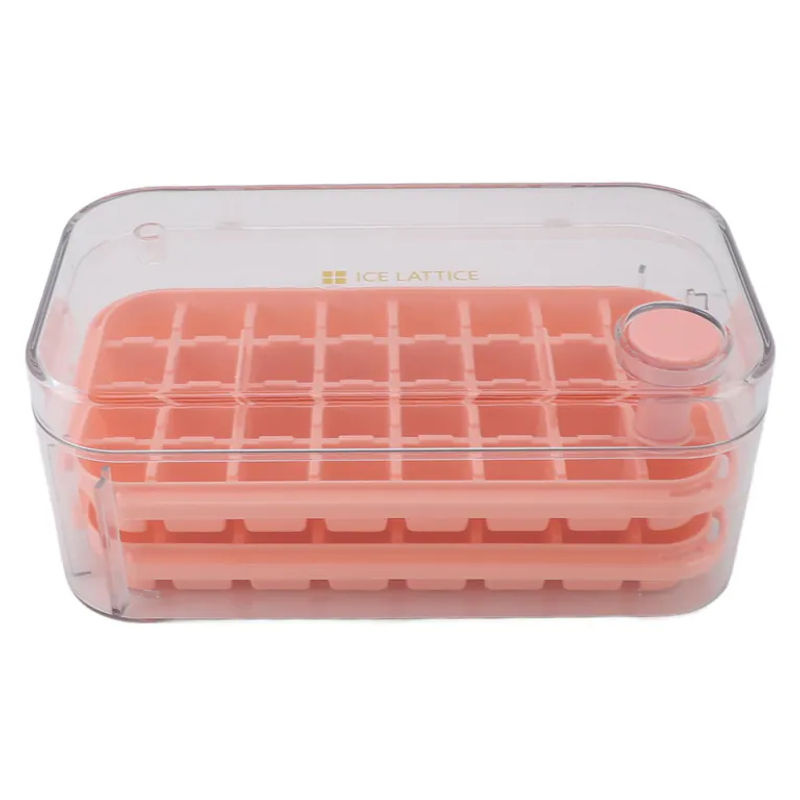 Eiswürfelbehälter OutsideWorld mit 64 Fächern in 2 Schichten, rosa Eiswürfelform mit Deckel und Schaufel, BPA-frei - Bild 3
