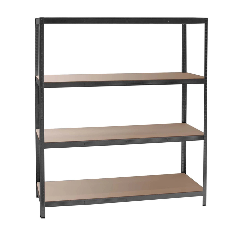 Wiltec Schwerlastregal Schwarz aus Metall und MDF, B/T/H: 160 x 60 x 180 cm - Bild 2