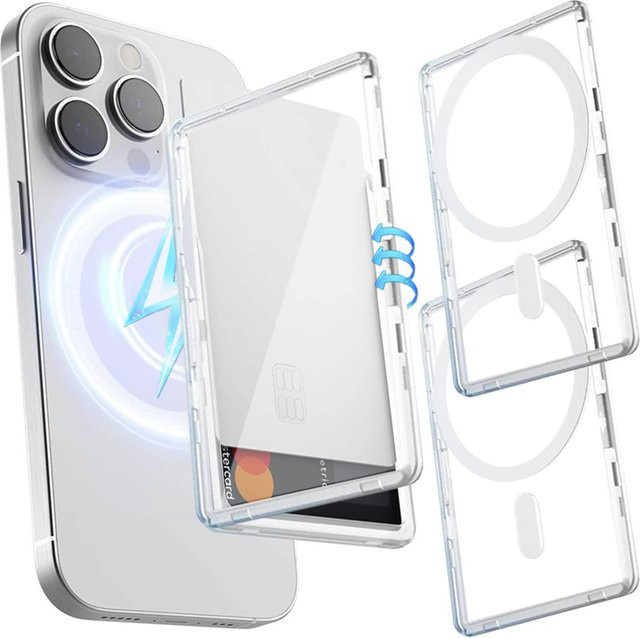 BAPPSUS Transparente Magnetische Kartenhalter-Brieftaschenhülle für iPhone, Samsung und Xiaomi mit MagSafe Kompatibilität - Bild 1