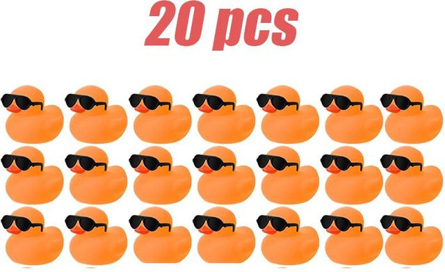 Binchi Outdoor Product Mini Oranges Gummi-Enten Set, mit Sonnenbrille, schwimmend, quietschen, 1-100 Stück, ab 12 Jahren - Bild 1