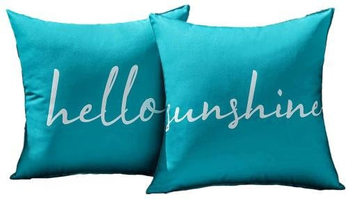 2 Stück NOHS Cushions Outdoor-Kissenbezüge aus Polyester, quadratisch, wasserabweisend und fleckabweisend, Farbe: See-Blau, B/B: 45 x 45 cm - Bild 1