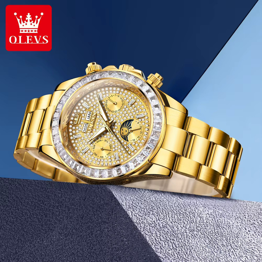 OLEVS Armbanduhr Automatik, Gold, Edelstahl, Herren - Bild 3