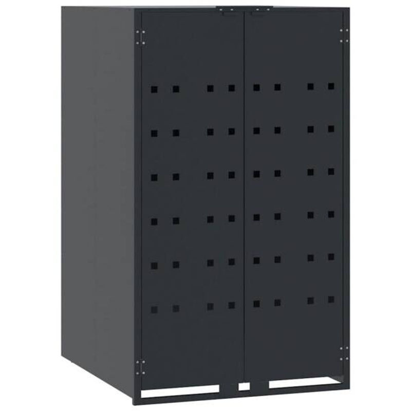 vidaXL Mülltonnenbox für 6 Tonnen aus pulverbeschichtetem Stahl in Anthrazit, B/T/H: 414 x 79 x 117 cm - Bild 3