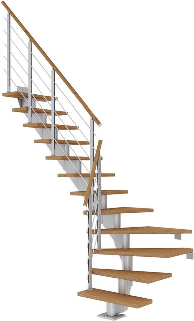 Dolle Mittelholmtreppe Hamburg 1/4gew. in Eiche Perlgrau, Breite: 75 cm, Höhe: bis 279 cm - Bild 1