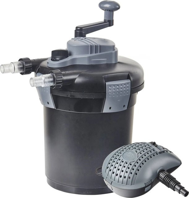 Heissner Druckfilter Set HLF3000 inklusive 7 Watt UVC Teichklärer für Teiche in Grau - Bild 1