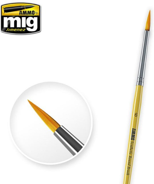 AMMO by MIG Jimenez 6 Synthetic Round Brush, Gelb - Bild 1