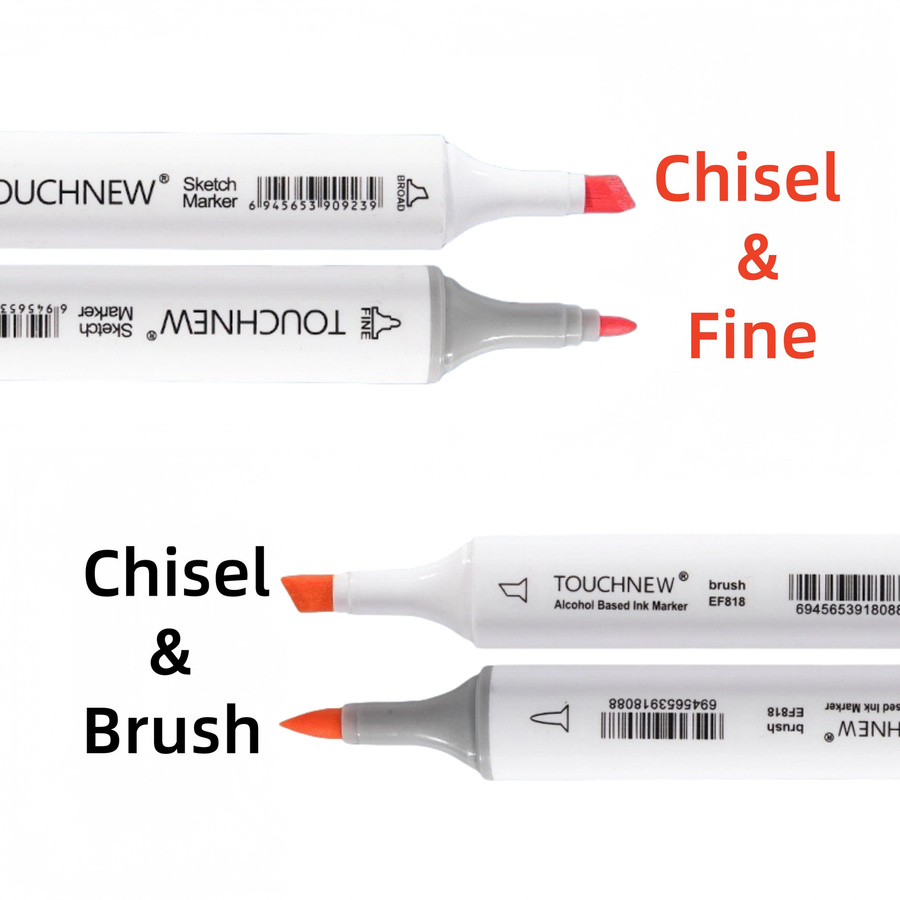 TOUCHNEW Alkoholmarker Set mit zwei Spitzen (Pinsel und Meißel) in Multicolour für Künstler und Erwachsene - Bild 2