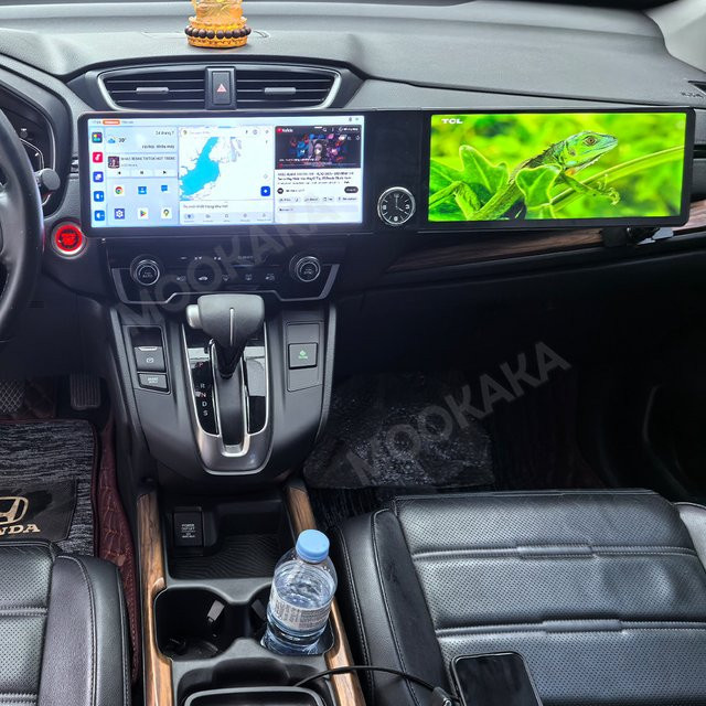 Aotsr Android Auto Stereo Multimedia Radio mit Dual Screen und GPS für Honda CR-V 2017-2021, Schwarz, 24,6 Zoll - Bild 1