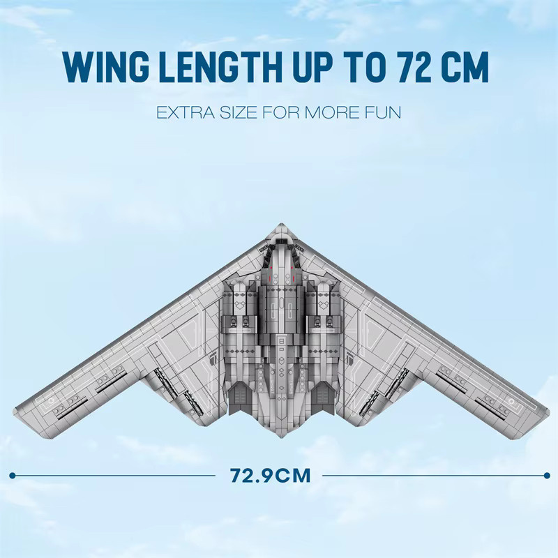 WOMA Militärflugzeug B-2 Stealth Strategisches Flugzeug, Bausteine-Set, 2063 Teile - Bild 3