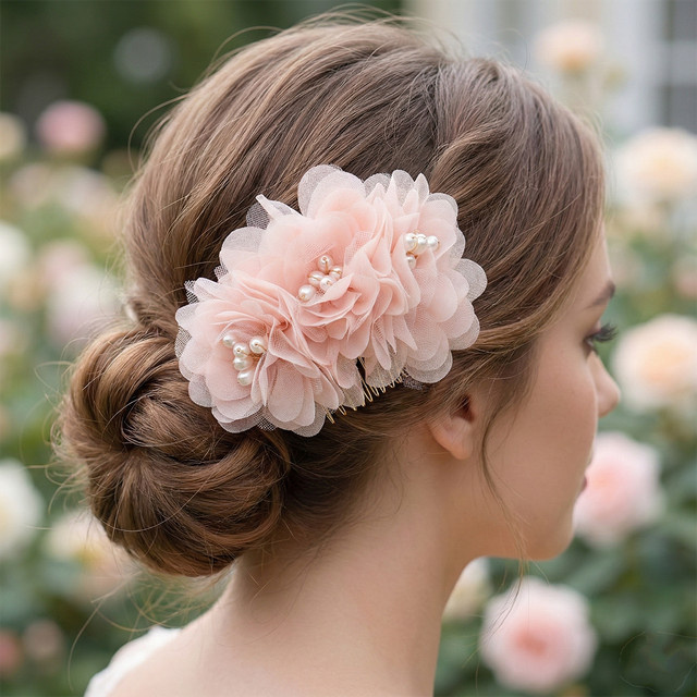 Haarkamm Prinzessinnen-Blumen, Rosa, Damen - Bild 1