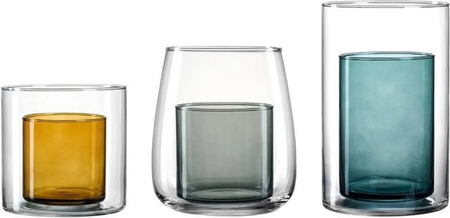 Ritzenhoff & Breker Duo Windlichter-Set 3-teilig aus Glas in Petrol, Braun und Multicolour, rund und modern - Bild 1