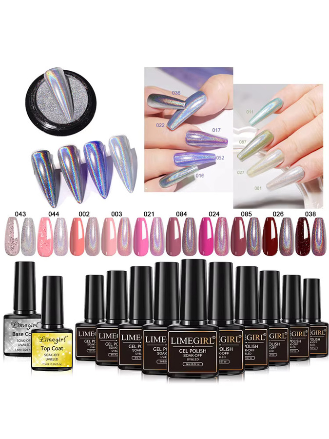 LIMEGIRL Nagel-Gel-Set, 10 Farben, Metallic, UV Soak Gel Kit - Bild 6