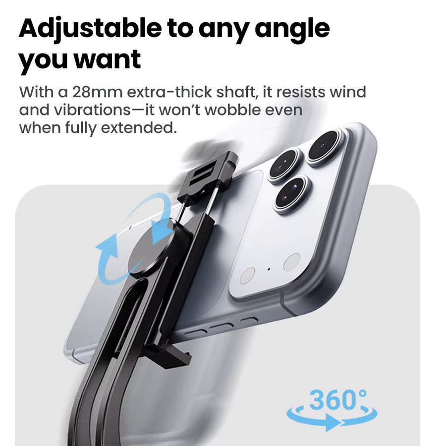 Elough Mini-Handy-Selfie-Stick mit Bluetooth-Fernbedienung und Gimbal in Schwarz und Blau für Fotografie und Live-Streaming - Bild 3