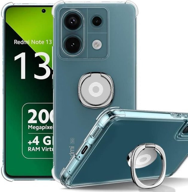 Stoßfeste Schutzhülle für Xiaomi Redmi Note 13 Pro 5G in Transparent mit Ringhalterung - Bild 1