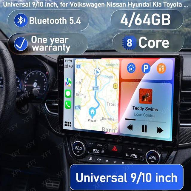 XFY Android 14 Autoradio für Ford Figo 2015-2018 mit 4G WIFI, Multimedia-Stereo-Navigation, Video und Carplay in Schwarz - Bild 1