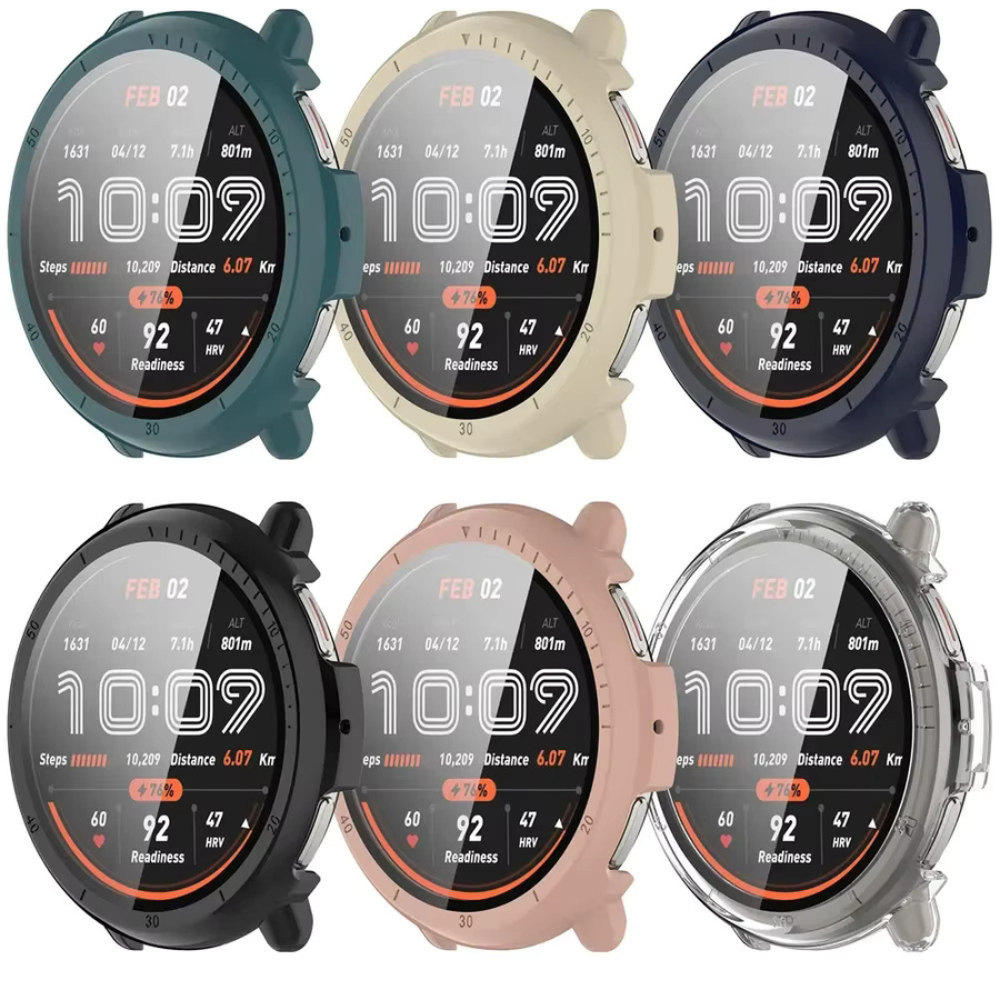 Amazfit Uhrengehäuse für Amazfit Active 2, gehärtetes Glas, Displayschutzfolie, PC-Stoßfänger, Anti-Fall-Schutzfolie - Bild 3
