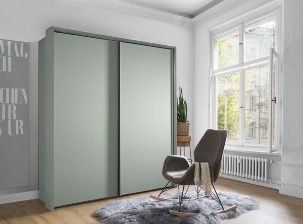 Kleiderschrank Rolf Weber WEEZE in Grün mit Schiebetüren und integrierten Schubladen, B/T/H: 120 x 67 x 217 cm