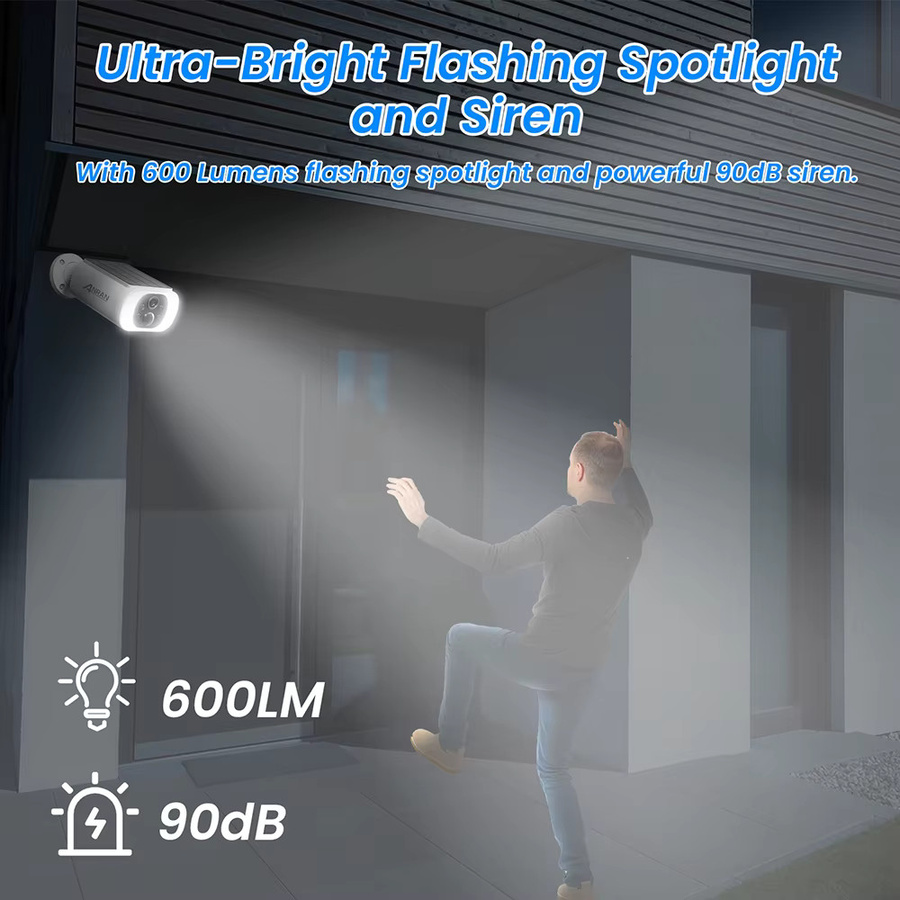 ANRAN 2K Solar-Kamera mit Flutlicht, kabellose WLAN-Sicherheitskamera in Weiß mit vollfarbiger Nachtsicht - Bild 2