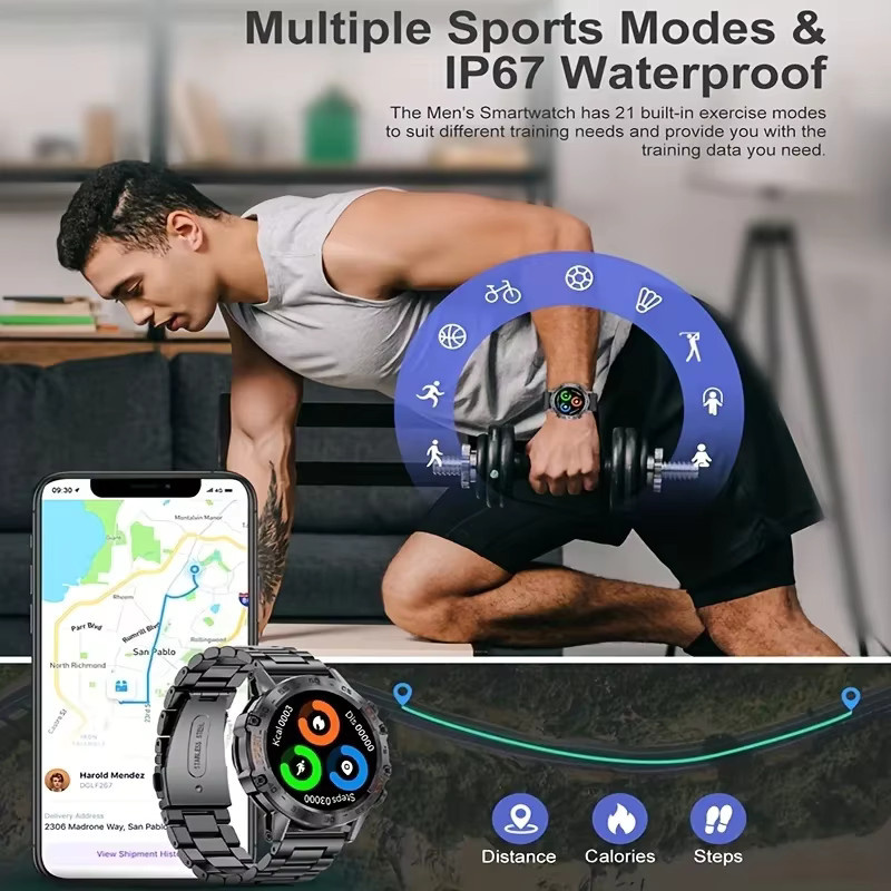 LIGE Smartwatch mit AMOLED Bildschirm, Bluetooth Anruffunktion und wasserdichtem Sportarmband in Schwarz für iOS und Android - Bild 4