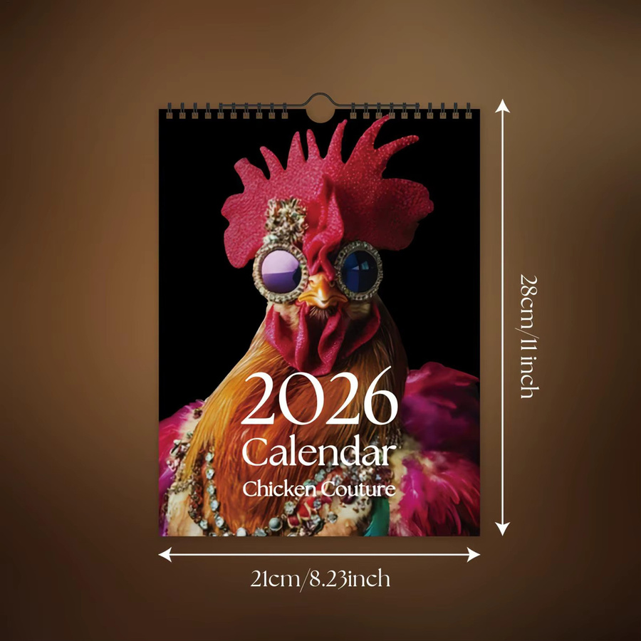 Wandkalender 2026 mit Henne-Motiv in Mehrfarbig, 12 Monate, rustikaler Stil aus Papier - Bild 3