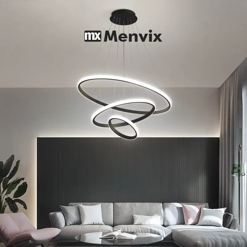Menvix Moderne LED Anhänger Lampe in Weiß mit Ring-Design für Wohnzimmer, Esszimmer und Küche - Bild 2