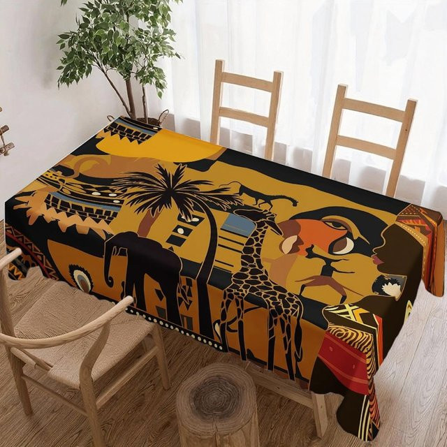 JINGYUE Pet Afrikanische Safari Tischdecke, rechteckig, mehrfarbig, wasserabweisend und waschbar, B/L: 140 x 240 cm - Bild 1