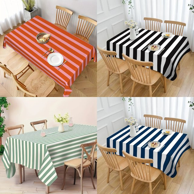 Gestreifte Tischdecke von ZZN in Orange, Rosa, Grün, Schwarz und Blau - Bild 1