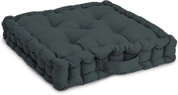 Beautissu Mila Stuhlkissen Anthrazit mit Tragegriff aus Baumwolle B/T/H: 50 x 50 x 10 cm