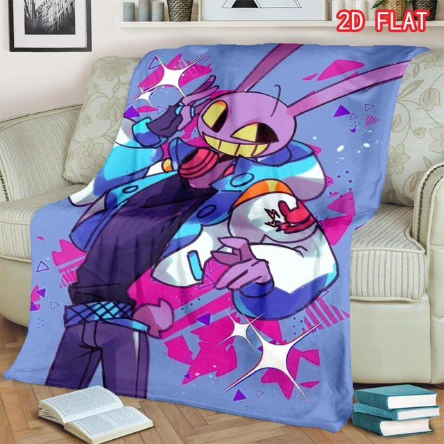 Jax The Amazing Digital Circus Flanell Überwurfdecke mit 2D-Druck, Blau, B x H: 80 x 120 cm - Bild 1