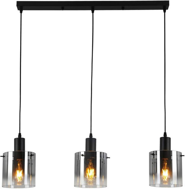 Nolo Pendelleuchte Michelle in Schwarz aus Metall und Glas mit 3 E27 Fassungen, B: 15 cm, H: 120 cm, T: 80 cm - Bild 1