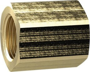 Riegler Muffe mit Außensechskant, reduzierend, Messing, Farbe: Gold, G 1/4 i. auf G 3/8 i. - Bild 1