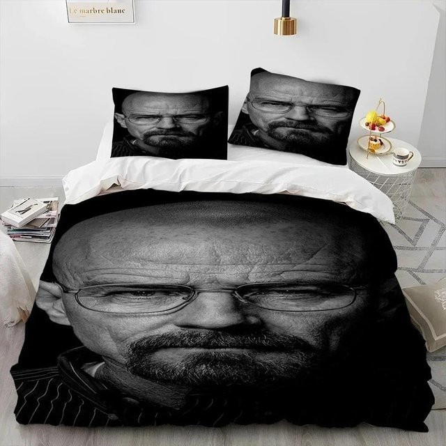 Breaking Bad Walter Hartwell Bettwäsche-Set mit 3D-Grafik in Schwarz, bestehend aus Bettbezug und Kissenbezug, B/H: 140 x 210 cm - Bild 1