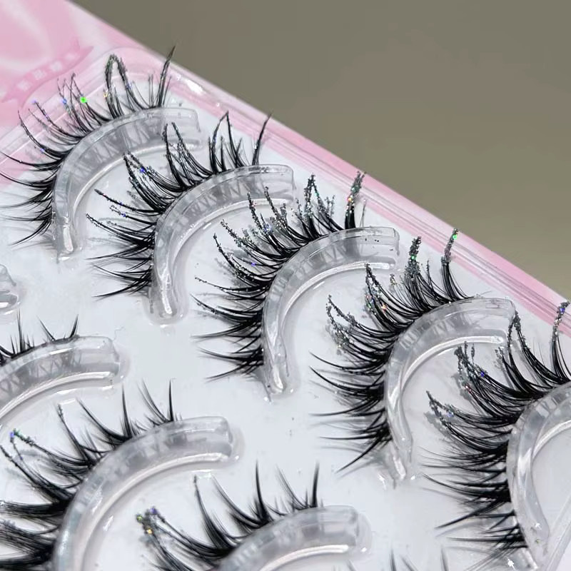 Mixiaohe Wimpern, 5 Paar, C-Curl, Schimmernd, Unisex - Bild 3