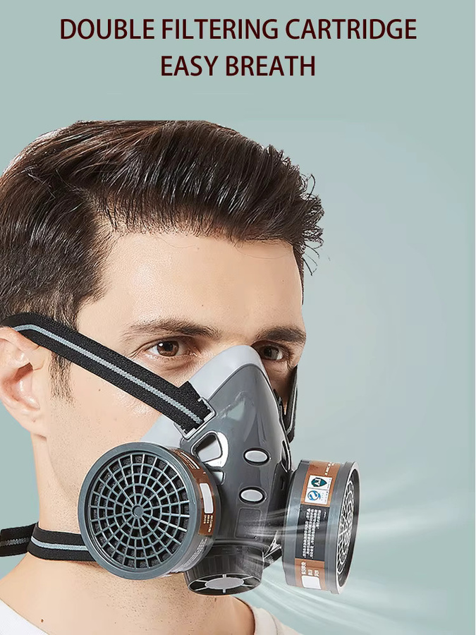ELESESAFE Doppelte Filter Halbgesichts-Atemschutzmaske als Staub- und Gasmaske für Industrie und Heimgebrauch - Bild 5