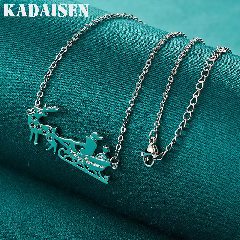 Halskette mit Weihnachtsschlitten-Anhänger, 925 Silber, Damen - Bild 2