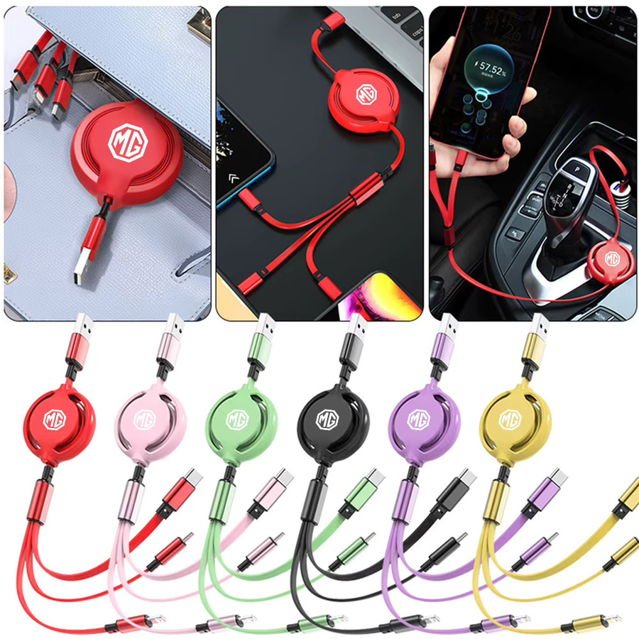 3-in-1 einziehbares USB-Schnelllade-Datenkabel für MG Modelle in Lila - Bild 4