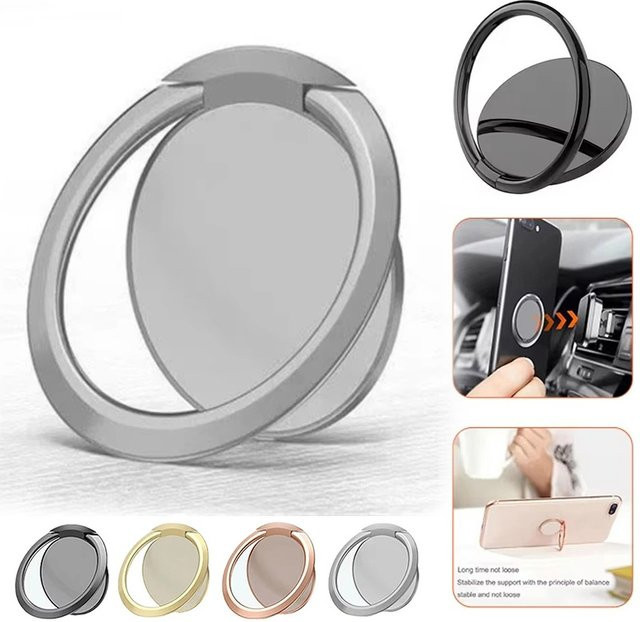Fomscvka Magnetischer Fingerring-Handyhalter in Schwarz mit 360 Grad drehbarer Metallhalterung für iPhone, Xiaomi und Huawei - Bild 1